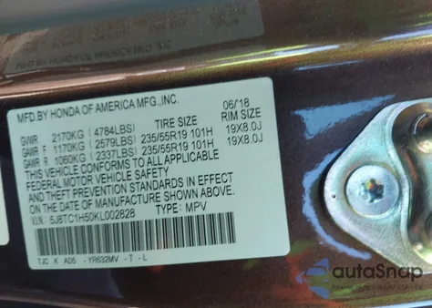 2019 Acura Rdx Technology Package z USA, uszkodzony, nr VIN 5J8TC1H50KL002828